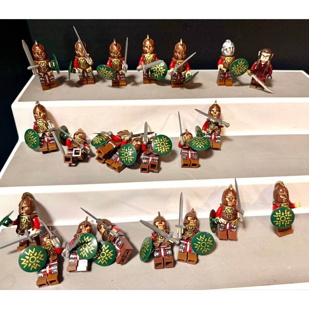 Many Theoden minifigure from The Lord of the Rings theme & 1 Elrond Minifigure